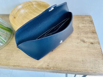 Personalised Dark Blue Leather Glasses Case, 9 of 12