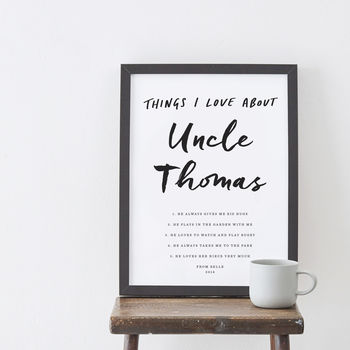 Personalised Things I Love About Uncle Print, 2 of 2