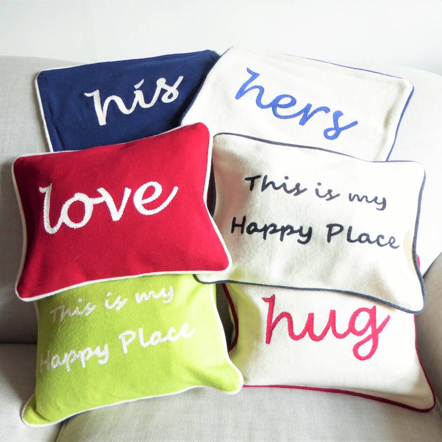 Happy Place Cushions By Plum & Ivory | notonthehighstreet.com