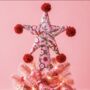 Two Sided Pom Pom Padded Fabric Star Tree Topper, thumbnail 1 of 4