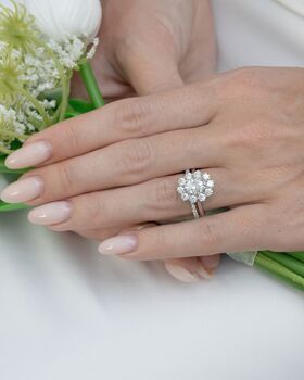 Two.Five Ct Oval Moissanite Halo Engagement Ring, 4 of 9