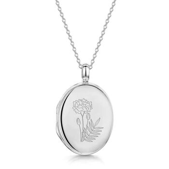 Personalised 925 Silver Birth Flower Locket Necklace, 5 of 7