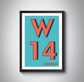 W14 Hammersmith London Postcode Typography Print, 4 of 11