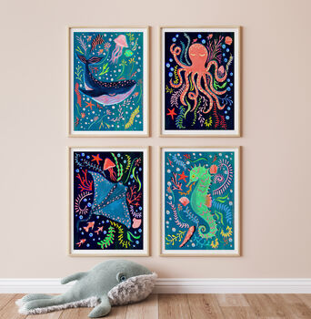 Colourful Octopus Nursery Wall Art, 7 of 10