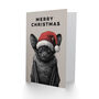 Cute Bat In Santa Hat Vintage Style Drawing Christmas Card, thumbnail 2 of 4