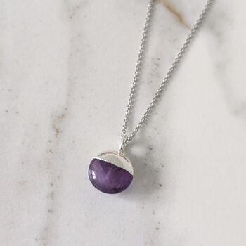 The Orb Amethyst February Birthstone Necklace, Silver, 3 of 7