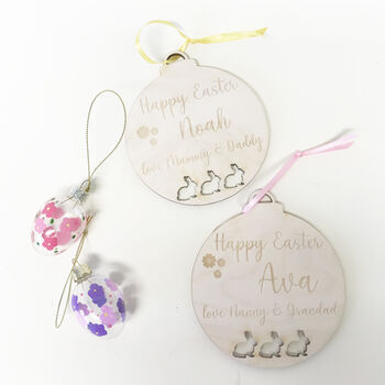 Personalised Easter Decoration With Bunnies, 3 of 4