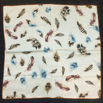 Cream Feather Print Silky Scarf, 4 of 4