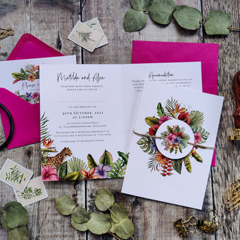 Tropical Folded Wedding Invitation Suite, 8 of 8