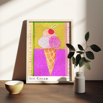 Ice Cream Cone Art Print Summer Gelato Poster, 9 of 12
