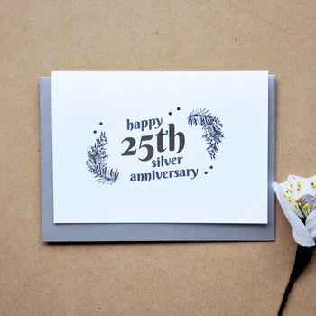 25th Silver Wedding Anniversary Silver Foil Card, 3 of 3