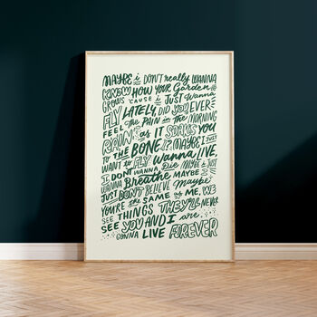 Oasis, Live Forever Song Lyrics Wall Art Print, 5 of 11