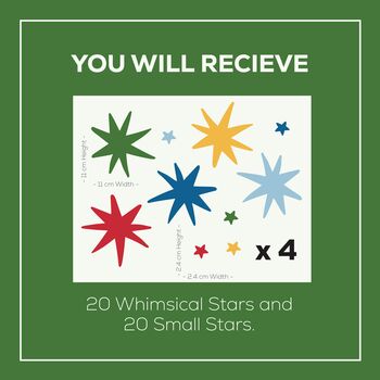 Bright And Colourful Whimsical Stars Fabric Wall Stickers, 2 of 6