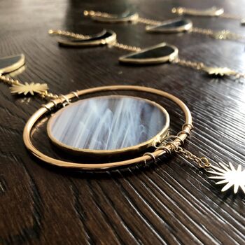 Glass Moon Phases Wall Hanging With Brass Details, 6 of 9