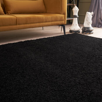 The Rugs Plain Black Shaggy Rug, 4 of 12