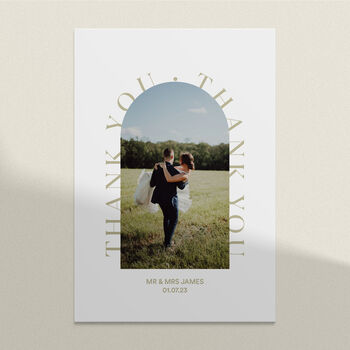 Personalised Arch Wedding Photo Thank You Postcard, 2 of 4