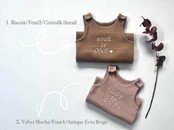 Personalised Baby One Dungarees Romper | Embroidered, 4 of 9