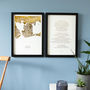 Golden Wedding Prints Set With Foiled Map And Vows, thumbnail 1 of 8