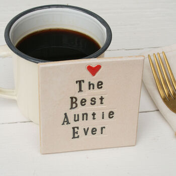 The Best Auntie Ever Ceramic Coaster, 3 of 11
