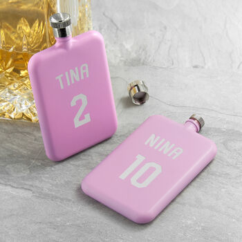 Personalised Slimline Shirt Number Hip Flask, 10 of 10