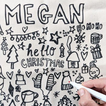 Personalised Colour It In Christmas Craft Sack, 5 of 10
