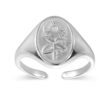 14 K Gold Or Silver Sunflower Ring, 4 of 5