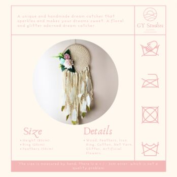White And Floral Dream Catcher For Room Decor Gift For Wedding, 6 of 7