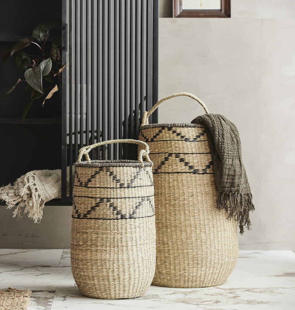 Tall Woven Storage Baskets With A Handle