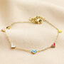 Gold Stainless Steel Rainbow Enamel Heart Bracelet, thumbnail 1 of 4