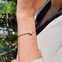 March Birthstone Aquamarine Minimalist Silver Bangle, thumbnail 3 of 6