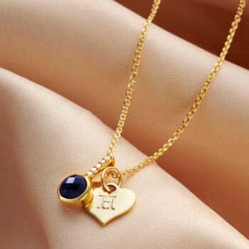 Birthstone Necklace With Initial And Real Diamonds, 7 of 12