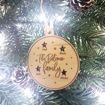 Personalised Family Stars Wooden Christmas Decoration, 5 of 5