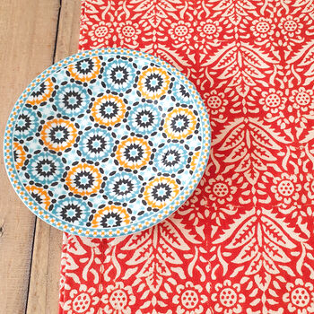 Bagru Block Printed Indian Table Runner, Red And White, 2 of 11