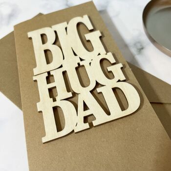 Big Hug Dad Wooden Words Keepsake Card, 4 of 4