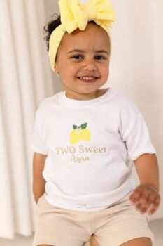Personalised Lemon 'Two Sweet' Second Birthday T Shirt, 3 of 7