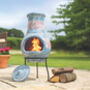 Blue With Red Detail Clay Chiminea, thumbnail 1 of 2
