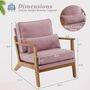 Peach Pink Linen Accent Chair Armchair Living Room, thumbnail 2 of 5