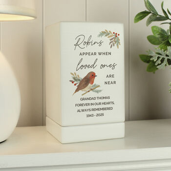 Personalised Memorial Urn With Robin Design, 2 of 7