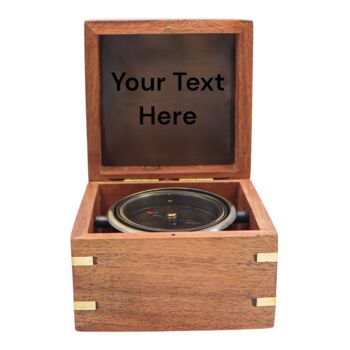 Personalised Heritage Gimbal Compass Gift With Wooden Box, 2 of 12
