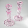 Pair Of Pink Glass Lace Edge Candlesticks, thumbnail 10 of 10