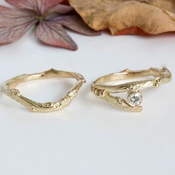 Diamond Organic Twig Engagement And Wedding Ring, 8 of 8