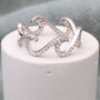Sterling Silver And Crystal Wave Ring, thumbnail 4 of 8
