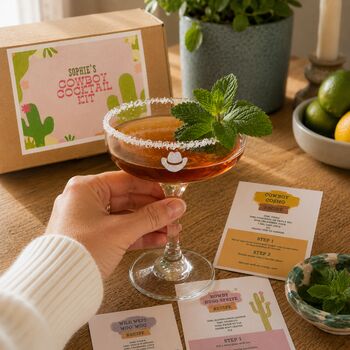 Personalised Country And Western Cowboy Cocktail Glass Gift Set, 3 of 12