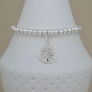 Personalised Beaded Bracelet With Tree Of Life Charm, 4 of 5