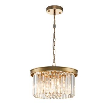 Five Light Gold Modern Drum Pendant Crystal Chandelier, 3 of 4