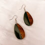 Modern Boho Wood And Resin Teardrop Earrings, thumbnail 2 of 3