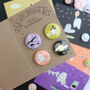 Halloween Button Badges, Pack Of Four, thumbnail 2 of 9