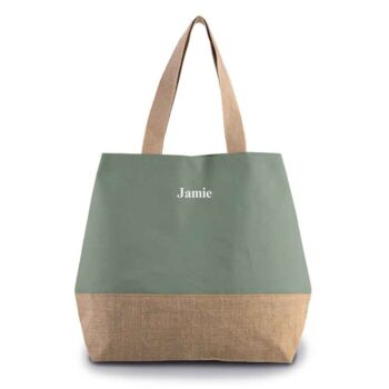 Personalised Canvas And Jute Beach Tote Bag, 3 of 9