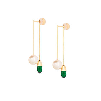 Ll New Minimalism Earrings With Emerald Crystals, 6 of 6