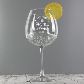 Personalised 'Gin To My Tonic' Gin Balloon Glass, 5 of 6